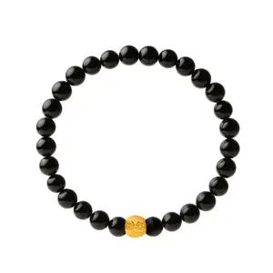 [한국금다이아몬드] 순금 팔찌 24K 여자 남자 금팔찌 오닉스 부엉이 0.85g