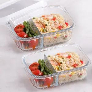 네오플램 내열유리 나눔 반찬통세트 2p 600ml 직사각