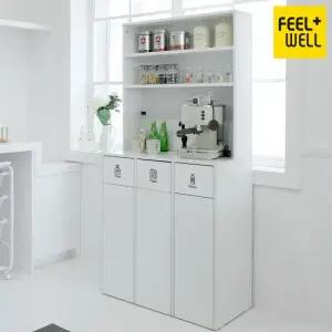 ST9656 3칸 가정용 재활용 분리수거함 다용도 상부 수납장 세트 홈카페형 주방수납장