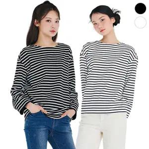 (체이스컬트) 소매 WOVEN 배색 스트라이프 7부 T-SHIRT/2Color