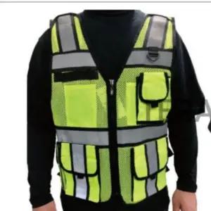 고품질 고휘도 형광색 안전 작업조끼 다용도 포켓 조끼 휘도 반사띠 (WFHCIII)