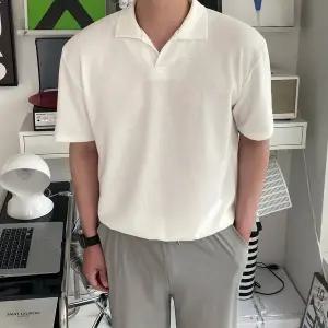 [모노폴로지]남자오픈카라니트 남자오버핏반팔니트