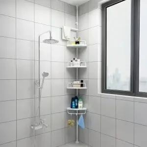 글라움베어 높이조절 무타공 욕실코너선반 기둥식 화장실정리함