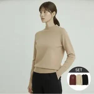 [최초가297 000원][3종세트] 모크넥 버튼 니트