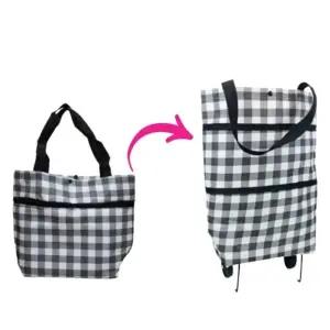 바퀴달린 시장바구니 접이식 장바구니 회색체크 (WFJPVJU)