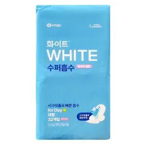 화이트 수퍼흡수 울트라슬림 대형 날개형 생리대 구 화이트울트라 32개입 1팩