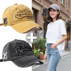 비엠 ALWAYS 빈티지 워싱 볼캡모자 (2개) 야구모자 남녀공용 레터링 커플 구제 여행