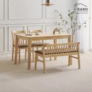 [라로퍼니처]디어 1250 고무나무 원목 4인 식탁 세트 (식탁+의자2+등벤치1)