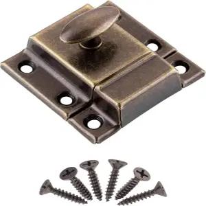 대형 스탬프 앤티크 황동 캐비닛 도어 래치 - 2 1/8인치 × 타원형 회전이 있는 스프링 적재 찬장 빈티지