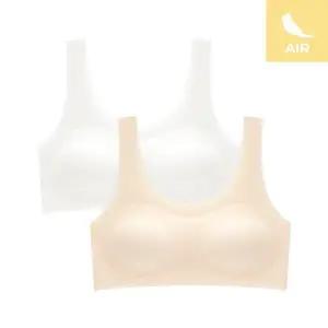 [수아팜] [몰드부착형] 주니어 2단계 에어 실크 심리스 브라 2매_아이보리,스킨.