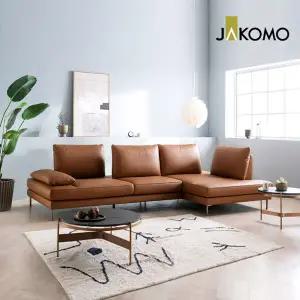 [무이자60][자코모] 셀리나 스윙 4인 카우치형 기능.성 슈렁큰 천연면피 소가죽 소파