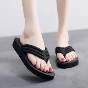 여성 슬리퍼 신발 여자 쪼리 슬리퍼 슈즈 블랙