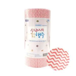살림의고수 빨아쓰는 위생 행주 롤형 100매 (빨강) 뜯는 뜯어쓰는 일일 하루 주방 걸레 가정용 부드러운 청