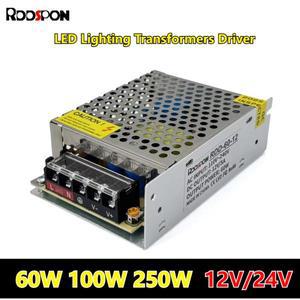 DC 12V 24V LED 조명 변압기 드라이버 AC 110V-220V 무소음 60W 100W 250W 라이트 전원 어댑터