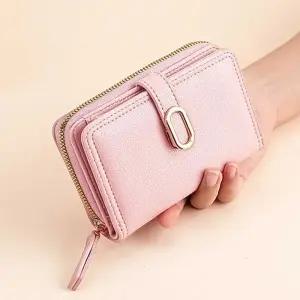 여성 반지갑 심플 데일리 카드 수납 지퍼 지갑