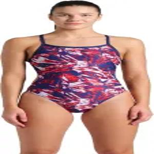 아레나 여자 퍼포먼스 크래클 팀 프린트 챌린지 백 레이디스 트레이닝 수영복