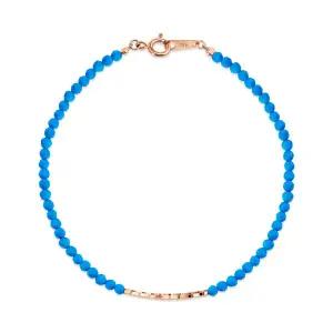 [비앤비골드] 14K 골드 라운딩 커브 파이프 터키석 팔찌 CHB41115