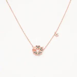 [오팔하우스] 14k 챠보라이트 크로바 목걸이 OPJJN6193