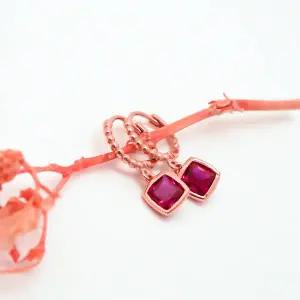 [오팔하우스] 14k 스퀘어 루비큐 원터치 귀걸이 OPSYE14008
