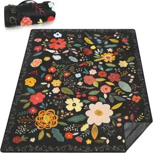 Wruzbxcn 담요 방수 대형 80 x 60 야외 해변 모래 접이식 경량 휴대용 3겹 캠 매트 공원 하이킹 여행 음악