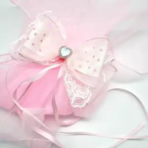핑크 리본 면사포 헤어핀 집게핀 머리핀선물