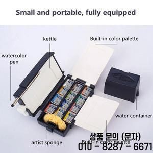 윈저 & 뉴턴 필드 박스 수채화 여행 세트 12 색 하프 팬 야외 워터 컬러 솔리드 안료 페인팅 용품