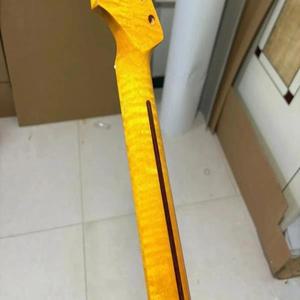 리뉴얼 22프렛 스테인리스 스틸 글로스 옐로우 플레임 메이플 DIY 일렉트릭 기타 넥