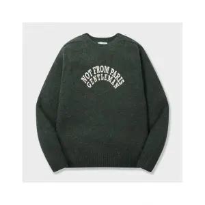 본 셔틀랜드 울 100% 프린팅 풀오버 니트 카키 BN4FSW836KH