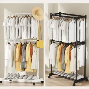 원룸 이동식 옷장 2단 드레스룸 옷걸이 수납 행거 2사이즈 2컬러
