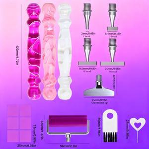 17개 인체공학적 보석 십자수 아트 드릴 비즈 도트 펜 키트 슬림 스레드 스테인리스 스틸 메탈 헤드 롤러