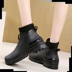 방한신발 겨울 장마철 레인부츠 숏 앵클 털안감 기모 방수 여성