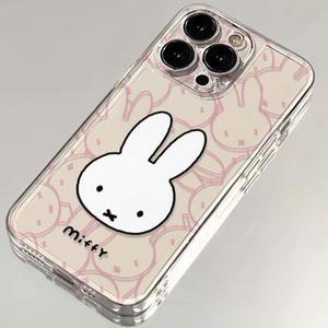 미피 귀여운 만화 케이스 카와이 애니메이션 아이폰 17 13Pro 소프트 핑크 라인 투명 올인클루시브 쉘 선물