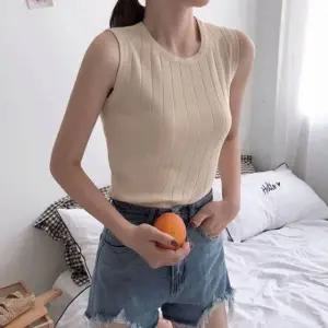 여성 여름 이너 왕골지 슬리브리스 민소매 나시 니트 4색