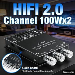 블루투스 5.0 AUX HIFI 앰프 보드 ZK-1002T 채널 100Wx2 CS8673E 대형 히트 싱크 오디오 모듈 키트