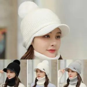 방한 니트캡 챙모자 겨울 여성 모자 왕방울 털모자