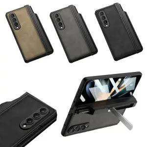 유니블링 갤럭시 z폴드 3 4 풀커버 펜 슬롯 거치대 가죽 케이스