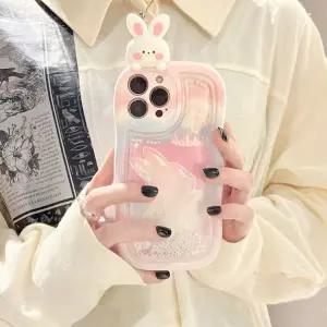 유니블링 아이폰 14 13 12 토끼 말랑이 진주알 글리터 케이스