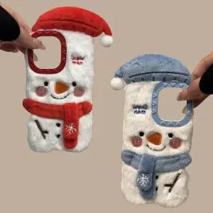 유니블링 아이폰 16 15 14 13 12 겨울 눈사람 털 인형 폰케이스