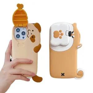 유니블링 아이폰16 15 14 13 강아지 캐릭터 인형 거치대 케이스