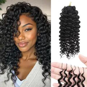 러브네아 깃털 코바늘 인간 머리카락 워터 웨이브 매듭 없는 사전 분리 머리 다발 흑인 여성을 위한 미라클