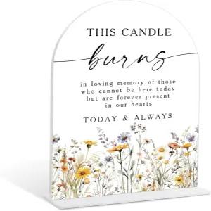 결혼식 기념 테이블 표지판 보호 플로럴 이 촛불은 사랑의 추억 스탠드가 있는 웨딩 간판 신부 샤워