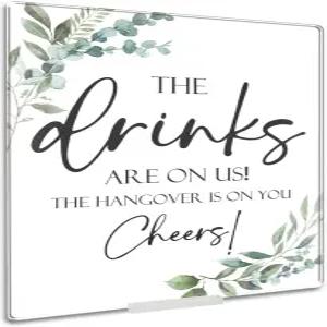 웨딩 테이블 사인 스탠드 음료는 저희가 준비 중입니다 10인치 x 8인치 유칼립투스 결혼식 피로연 장식