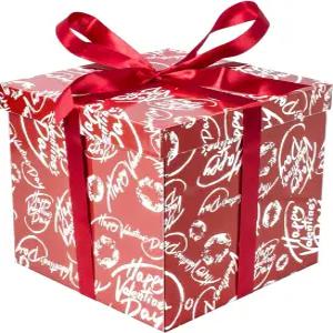 뚜껑과 리본이 달린 10인치 대형 발렌타인 선물 상자 발렌타인데이 파티 포장용 종이 충전재가 빨간색 해피