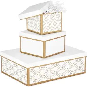 발렌타인데이 결혼식 신부 샤워 들러리 생일을 위한 뚜껑과 충전재가 포함된 홀마크 중첩 선물 상자3개