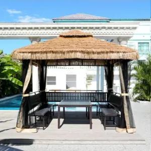 초가 가제보 야외 캐노피 루프탑 밀짚지붕 전원주택 천연초가지붕 정원쉼터