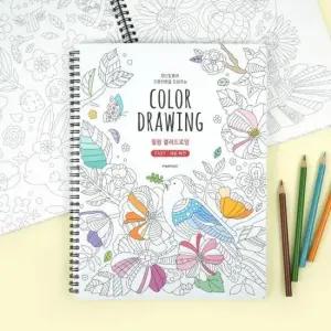 드로잉 힐링 컬러 드로잉북 쉬운버전 일러스트 스케치북 채색 컬러링북