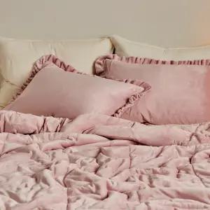 멜리사 극세사 차렵이불1개 + 베개커버 2장 세트 핑크 퀸Q