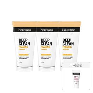 뉴트로지나 NEW 딥클린 포밍 클렌저 150g, 3개+증정(인텐스 리페어 시카 에멀젼 15ml, 1개)