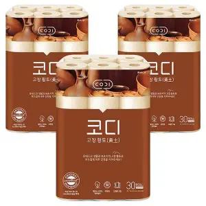 [코디][SSG][정상가 57900원] 코디 고창 황토 30m X 30롤 3팩