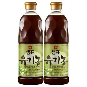 [소비기한 임박] 샘표 유기농자연콩 양조간장, 860ml, 2개